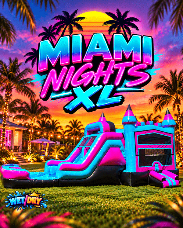 XL Miami Nights - Dual Lane Bounce House w/ Slide